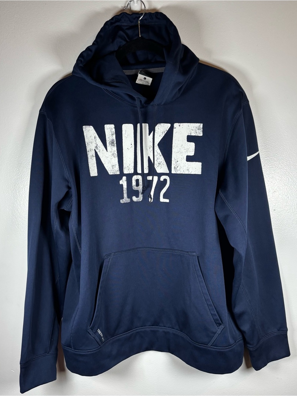 Nike Men’s Therma-Fit Pullover Hoodie Sz L Navy Blue Sweatshirt NIKE 1972 Swoosh
